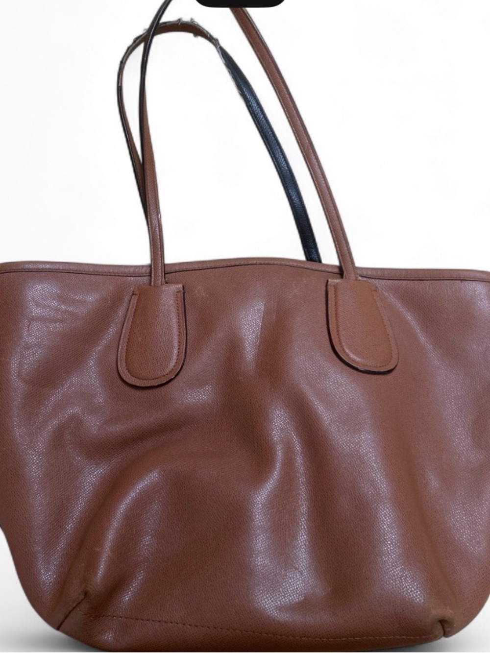 Coach Brown Leather Double-Handle Tote with Metal Logo - Picture 2 of 5